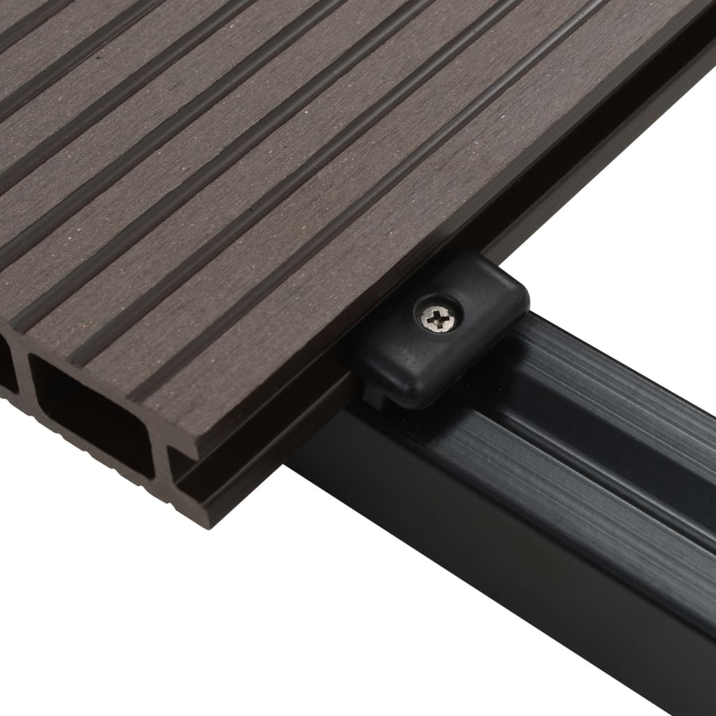 WPC Hollow Decking Boards with Accessories 25 m² 4 m Dark Brown